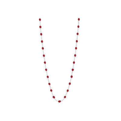 Collier Gigi Clozeau Classique en or blanc et résine rouge, 42cm