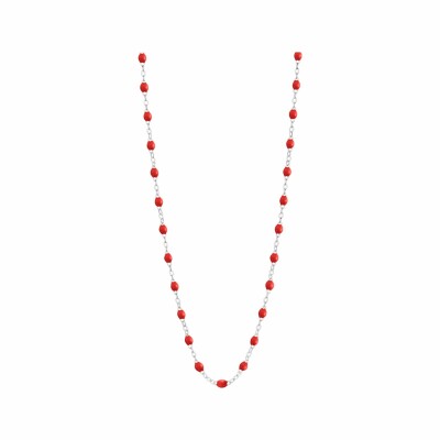 Collier Gigi Clozeau Classique en or blanc et résine coquelicot, 42cm