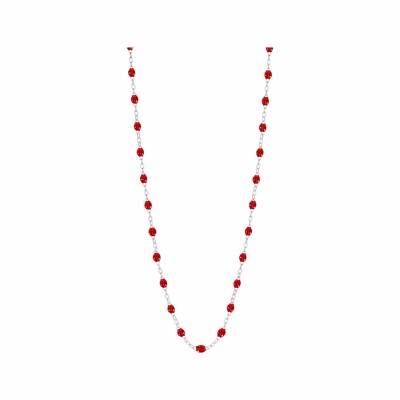 Collier Gigi Clozeau Classique en or blanc et résine rouge rubis, 42cm