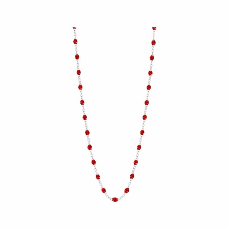 Collier Gigi Clozeau Classique en or blanc et résine rouge rubis, 42cm