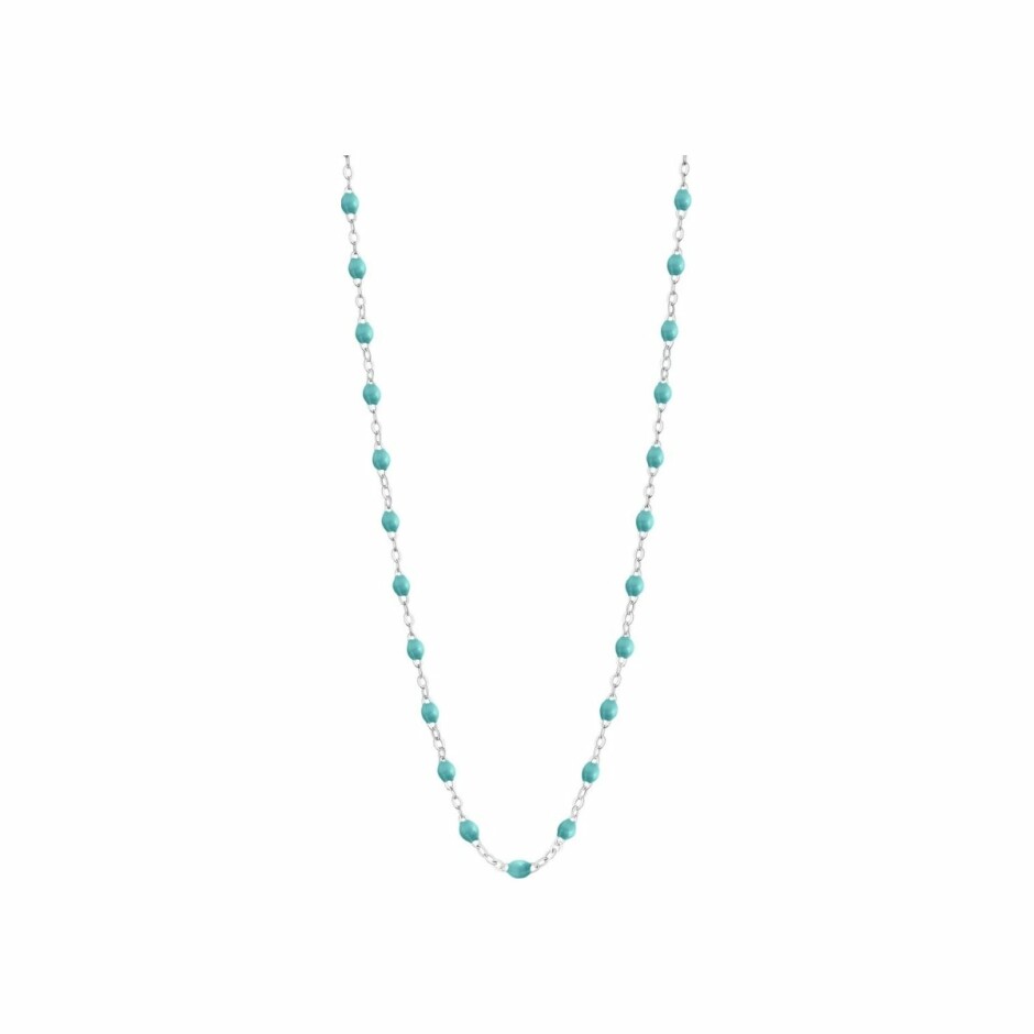 Collier Gigi Clozeau Classique en or blanc et résine turquoise vert, 42cm