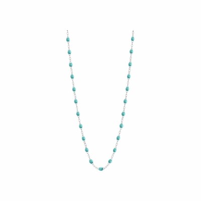 Collier Gigi Clozeau Classique en or blanc et résine turquoise vert, 42cm