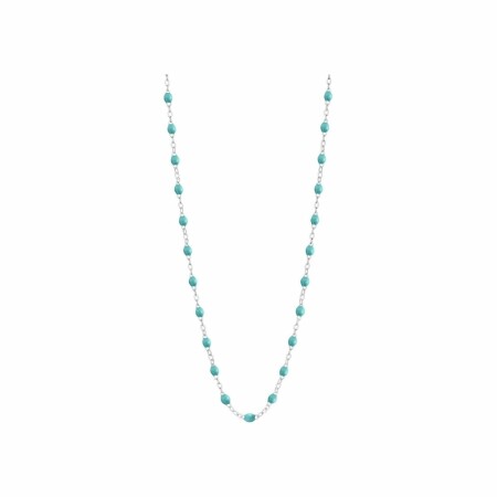 Collier Gigi Clozeau Classique en or blanc et résine turquoise vert, 42cm