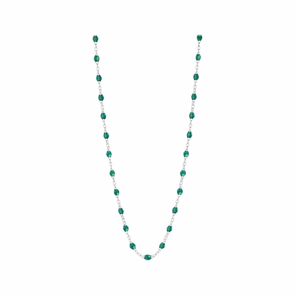 Collier Gigi Clozeau Classique en or blanc et résine vert émeraude, 42cm