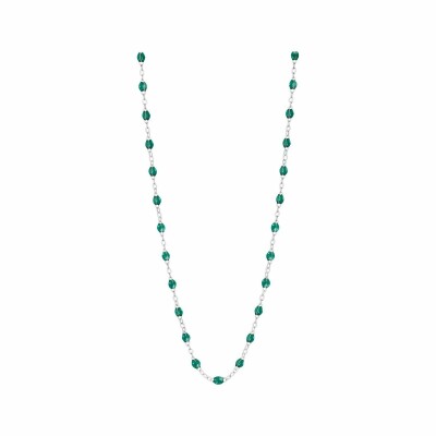 Collier Gigi Clozeau Classique en or blanc et résine vert émeraude, 42cm