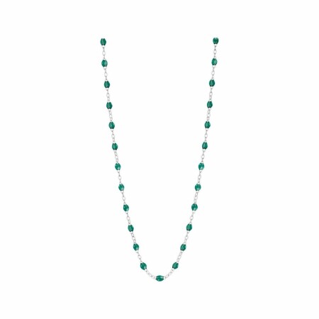 Collier Gigi Clozeau Classique en or blanc et résine vert émeraude, 42cm