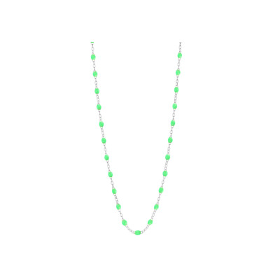 Collier Gigi Clozeau Classique en or blanc et résine vert fluo, 42cm