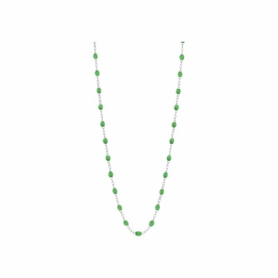 Collier Gigi Clozeau Classique en or blanc et résine vert prairie, 42cm