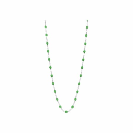 Collier Gigi Clozeau Classique en or blanc et résine vert prairie, 42cm