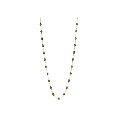 Collier Gigi Clozeau Classique en or blanc et résine kaki, 42cm