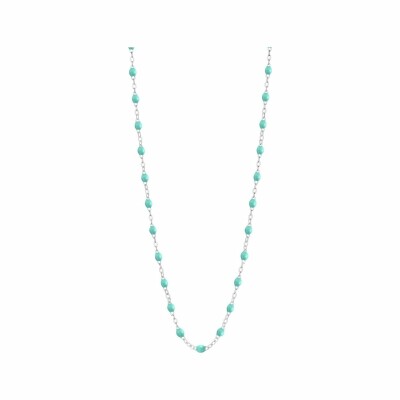 Collier Gigi Clozeau Classique en or blanc et résine vert d'eau, 42cm