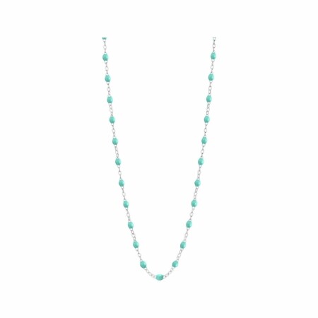 Collier Gigi Clozeau Classique en or blanc et résine vert d'eau, 42cm