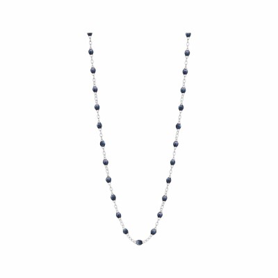 Collier Gigi Clozeau Classique en or blanc et résine bleu nuit, 42cm