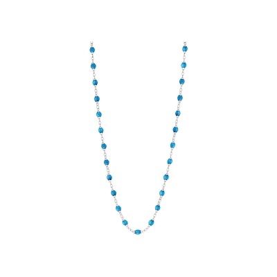 Collier Gigi Clozeau Classique en or blanc et résine azur, taille 42cm