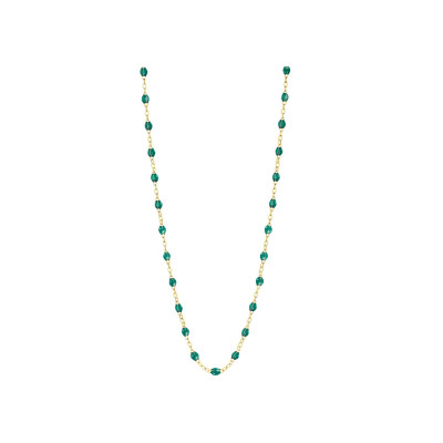 Collier Gigi Clozeau Classique en or jaune et résine vert émeraude, 50cm