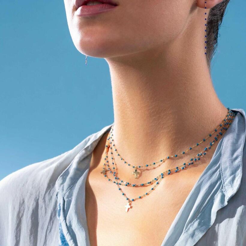 Gigi Clozeau rose gold and celestial blue resin, 42cm, necklace