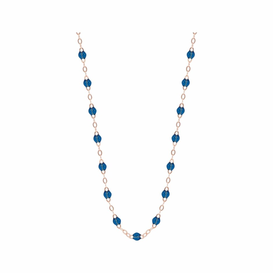 Collier Gigi Clozeau Classique en or rose et résine bleu fluo, 42cm