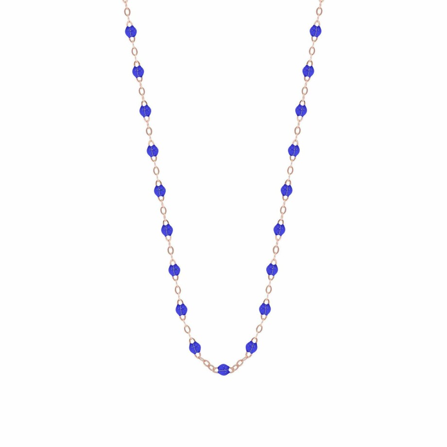 Collier Gigi Clozeau Classique en or rose et résine bleu de prusse, 42cm