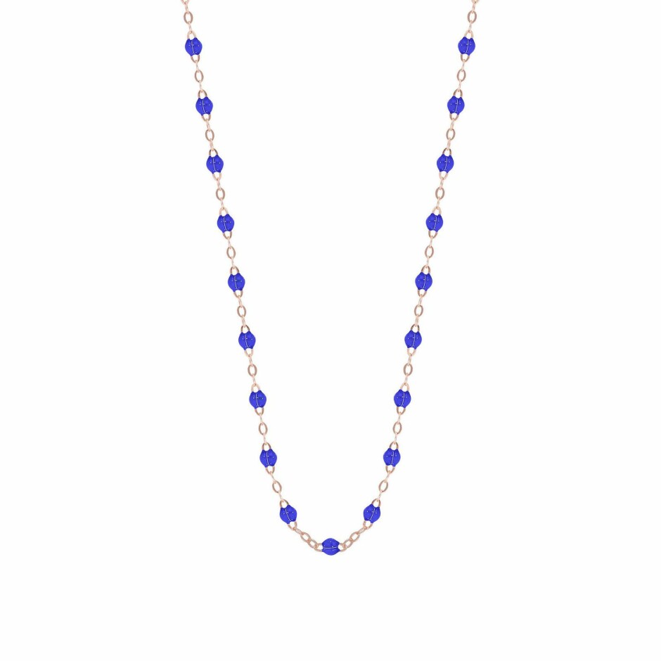 Collier Gigi Clozeau Classique en or rose et résine bleu de prusse, 42cm