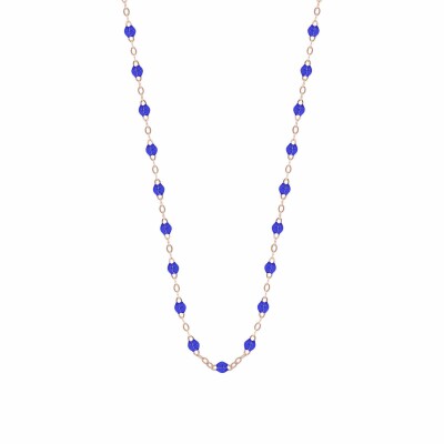 Collier Gigi Clozeau Classique en or rose et résine bleu de prusse, 42cm