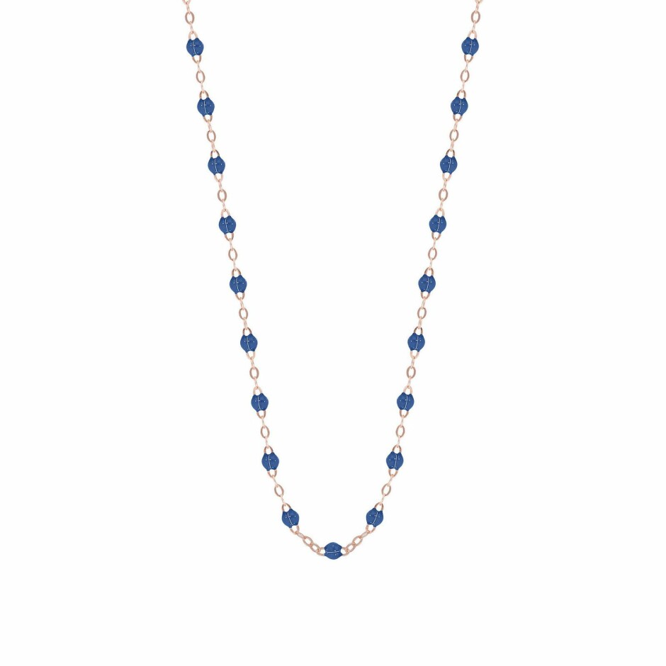 Collier Gigi Clozeau Classique en or rose et résine bleu saphir, 42cm