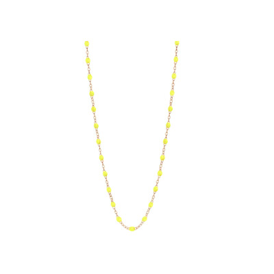 Collier Gigi Clozeau Classique en or rose et résine jaune fluo, 50cm