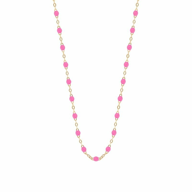 Collier Gigi Clozeau Classique en or rose et résine rose fluo, 42cm