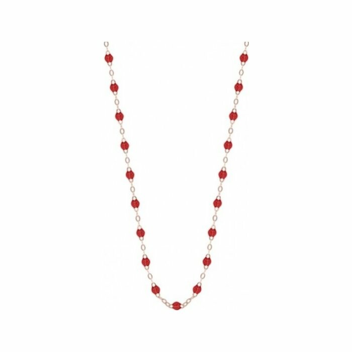 Collier Gigi Clozeau Classique en or rose et résine rouge coquelicot, 42cm