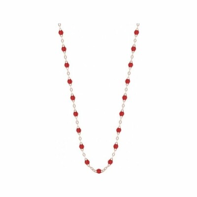 Collier Gigi Clozeau Classique en or rose et résine rouge coquelicot, 42cm