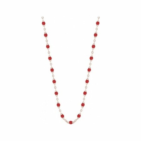 Collier Gigi Clozeau Classique en or rose et résine rouge coquelicot, 42cm