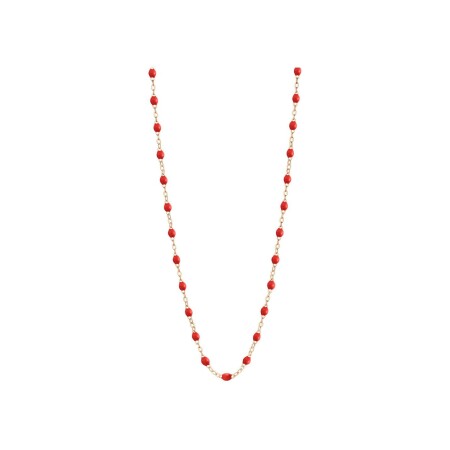 Collier Gigi Clozeau Classique en or rose et résine rouge coquelicot, 45cm