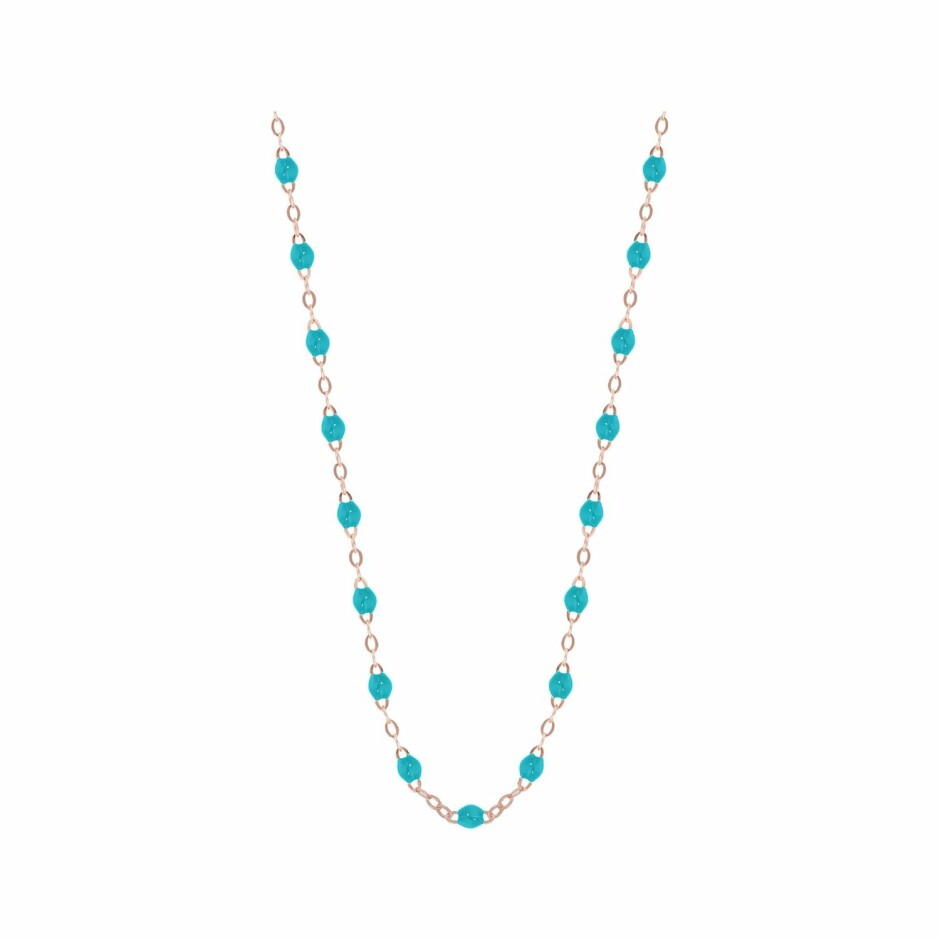 Collier Gigi Clozeau Classique en or rose et résine turquoise vert, 50cm