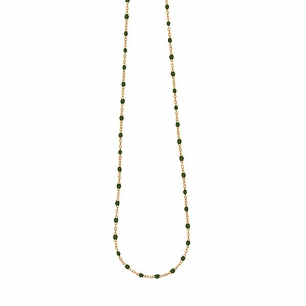 Collier Gigi Clozeau Classique en or rose et résine kaki, 42cm