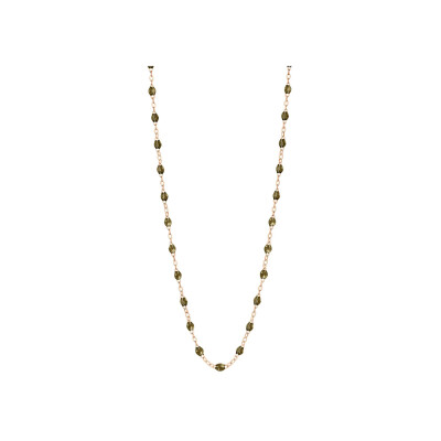 Collier Gigi Clozeau Classique en or rose et résine kaki, 50cm