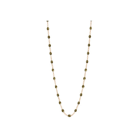 Collier Gigi Clozeau Classique en or rose et résine kaki, 50cm