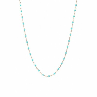 Collier Gigi Clozeau Classique en or rose et résine vert d'eau, 60cm