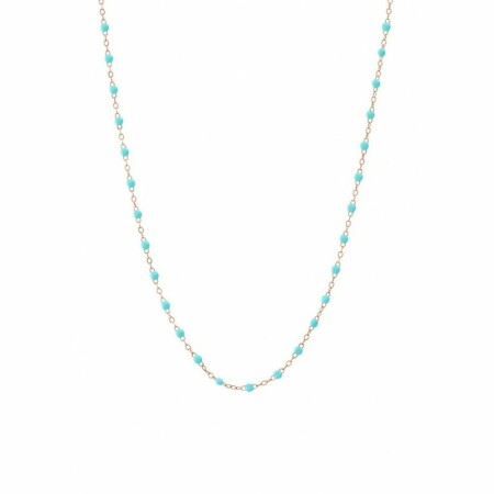 Collier Gigi Clozeau Classique en or rose et résine vert d'eau, 60cm