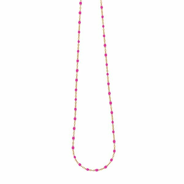 Collier Gigi Clozeau Classique en or rose et résine rose bonbon, 42cm