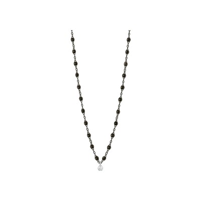 Collier Gigi Clozeau Gigi Suprême en or noir, or blanc, résine noire et diamant, taille 42cm