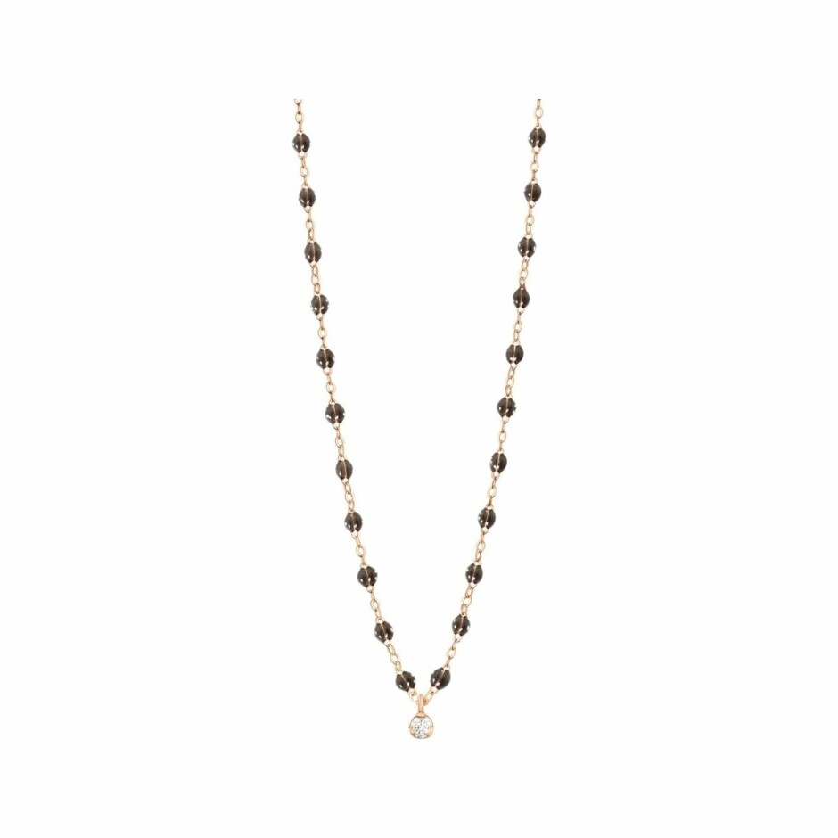 Collier Gigi Clozeau Suprême en or rose, diamant et résine noire, 42cm