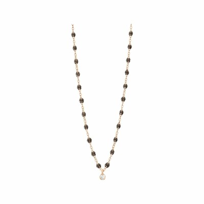 Collier Gigi Clozeau Suprême en or rose, diamant et résine noire, 42cm