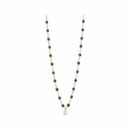 Collier Gigi Clozeau Suprême en or rose, diamant et résine noire, 42cm