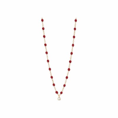 Collier Gigi Clozeau Suprême en or rose, diamants et résine rouge, taille 42cm