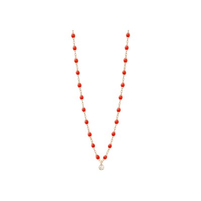 Collier Gigi Clozeau Suprême en or rose, diamant et résine corail, taille 42cm