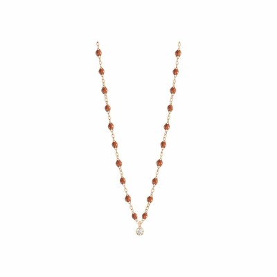 Collier Gigi Clozeau Suprême en or  rose, résine fauve et diamant, 42cm