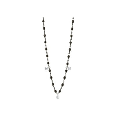 Collier Gigi Clozeau Gigi Suprême en or noir, or blanc, résine noire et diamants, taille 45cm