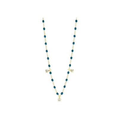 Collier Gigi Clozeau Gigi Suprême en or jaune, résine jungle et diamants, taille 45cm