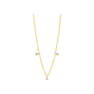 Collier Gigi Clozeau Gigi Suprême en or rose, résine mimosa et diamants, taille 45cm