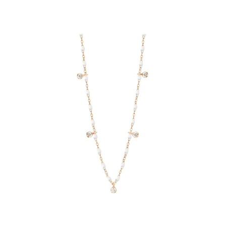 Collier Gigi Clozeau Suprême en or rose, 5 diamants et résine blanche, taille 45cm