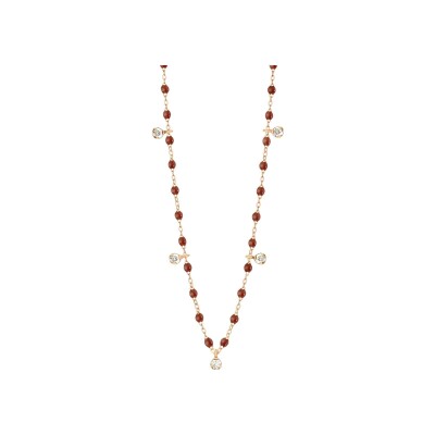 Gigi Clozeau Gigi Suprême necklace, pink gold, moka resin and diamonds, size 45cm